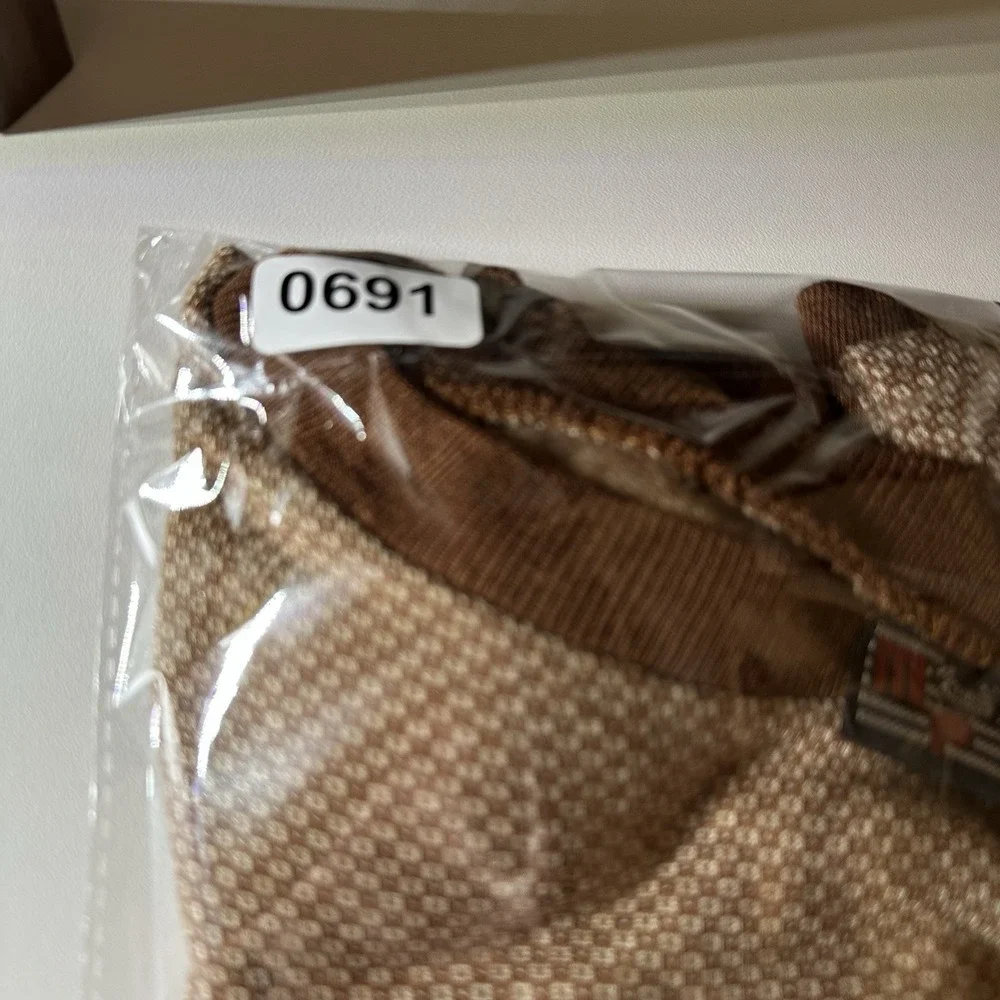 Halhas Digi Mens Cracked Walnut Brown 2 Tone Striped Pullover Knit Sweater Large